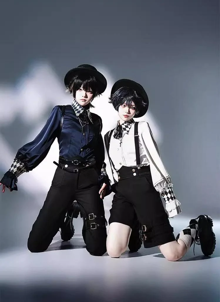 Fantasy Wonderland - Ouji Lolita Checkered Blouse, Suspenders Pants and Cape - Image 5