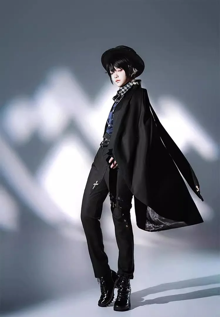 Fantasy Wonderland - Ouji Lolita Checkered Blouse, Suspenders Pants and Cape - Image 9