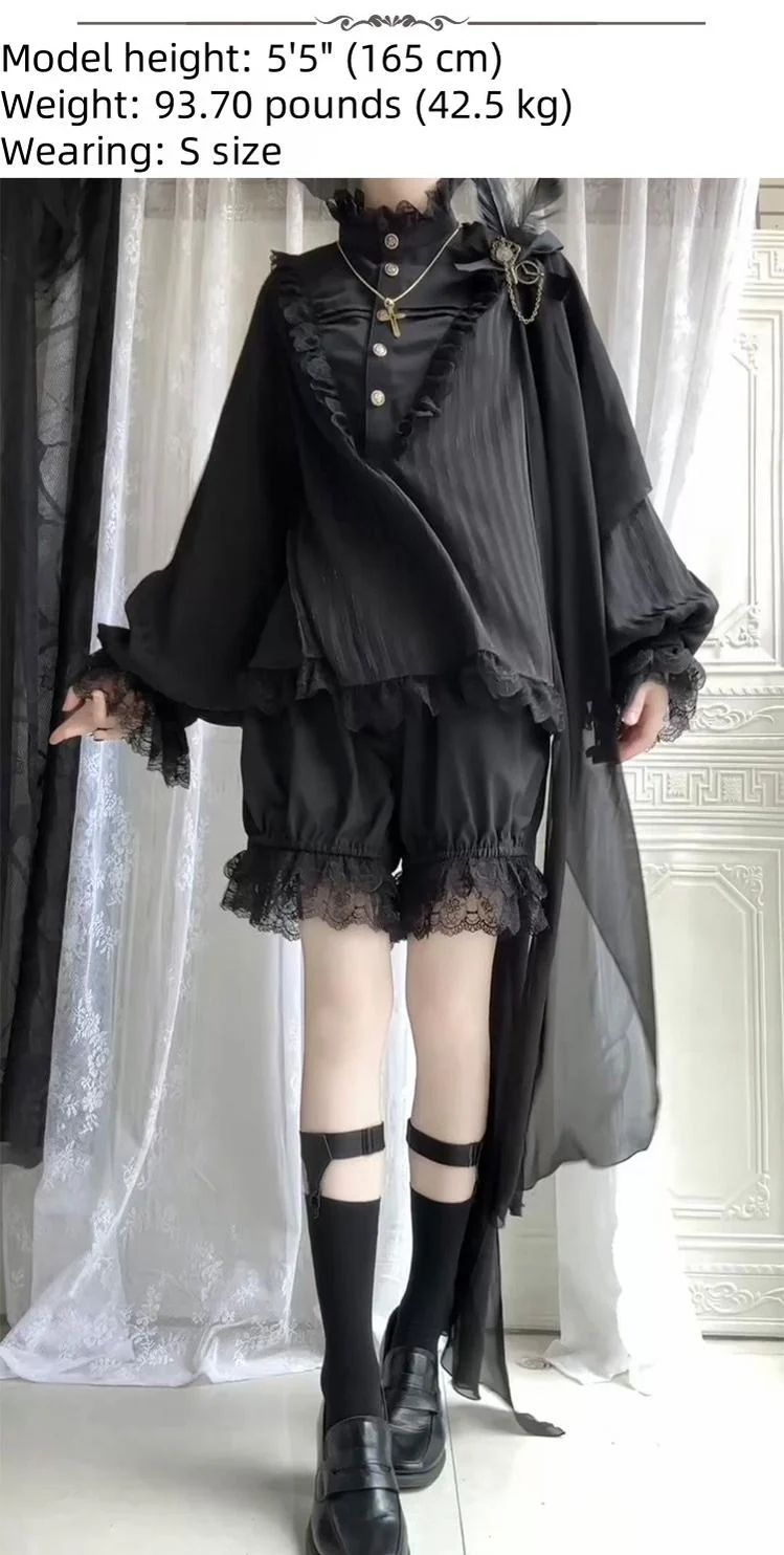 Black Moonlight - Ouji Lolita Chiffon Shirt Outfit - Image 5