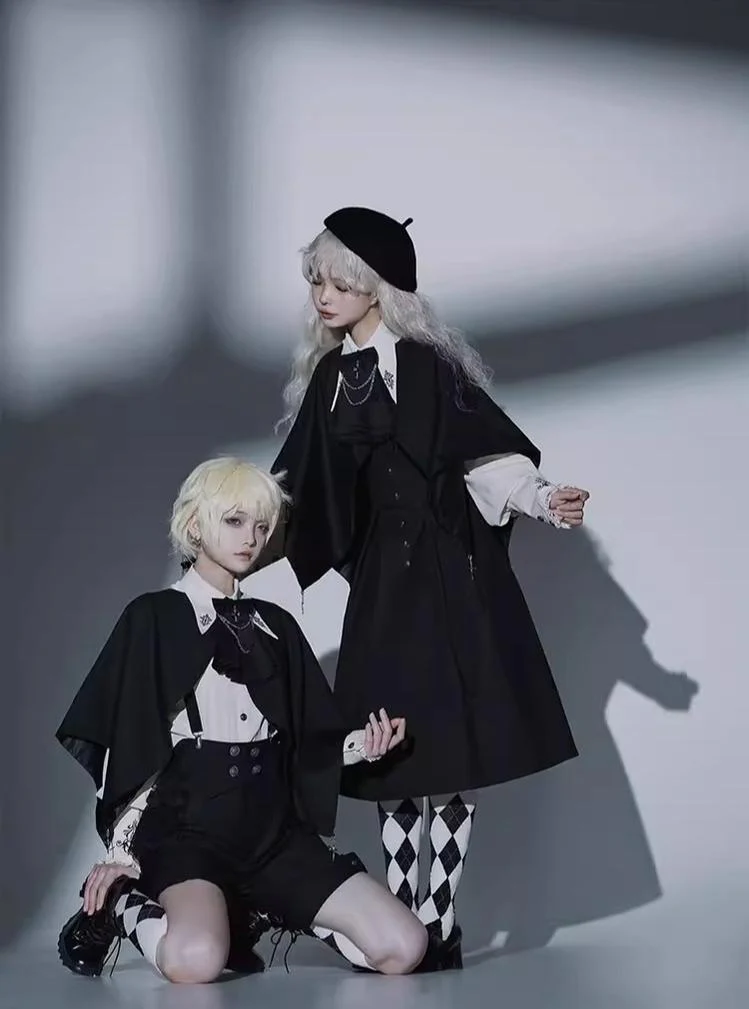 Night Raven Magic - Ouji Lolita Dress Set, Suspender Shorts & Cape - Image 10