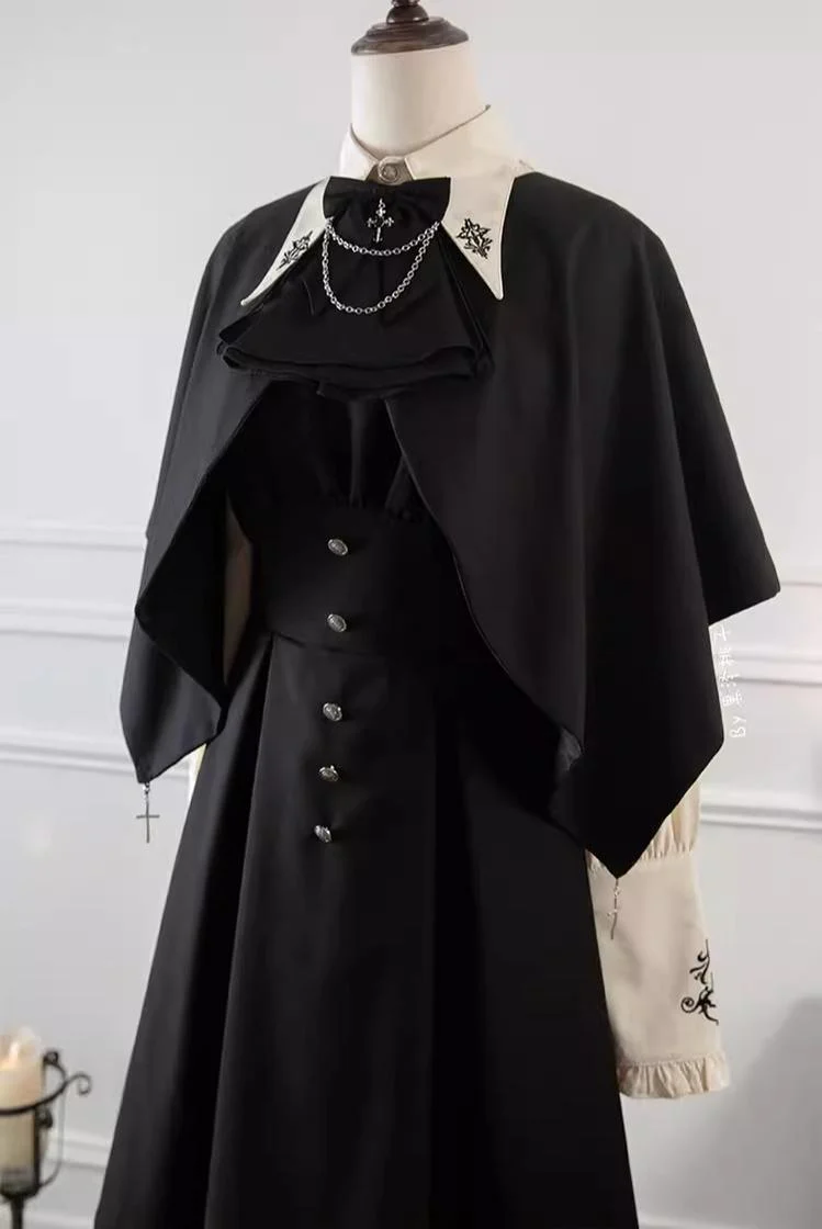 Night Raven Magic - Ouji Lolita Dress Set, Suspender Shorts & Cape - Image 31