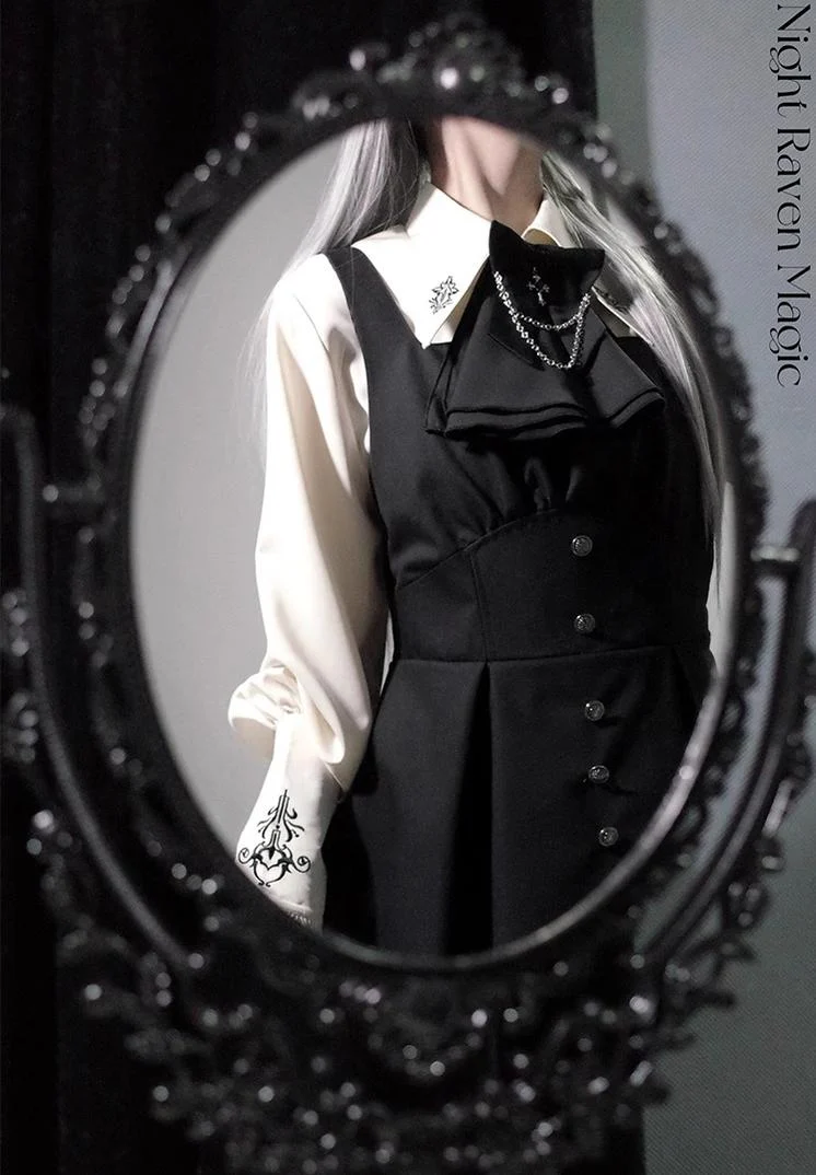 Night Raven Magic - Ouji Lolita Dress Set, Suspender Shorts & Cape - Image 39