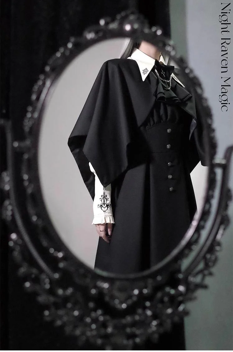 Night Raven Magic - Ouji Lolita Dress Set, Suspender Shorts & Cape - Image 40