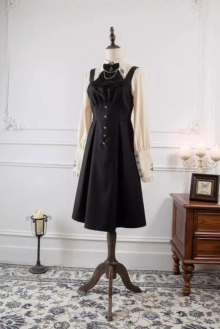 Night Raven Magic - Ouji Lolita Dress Set, Suspender Shorts & Cape - Image 42
