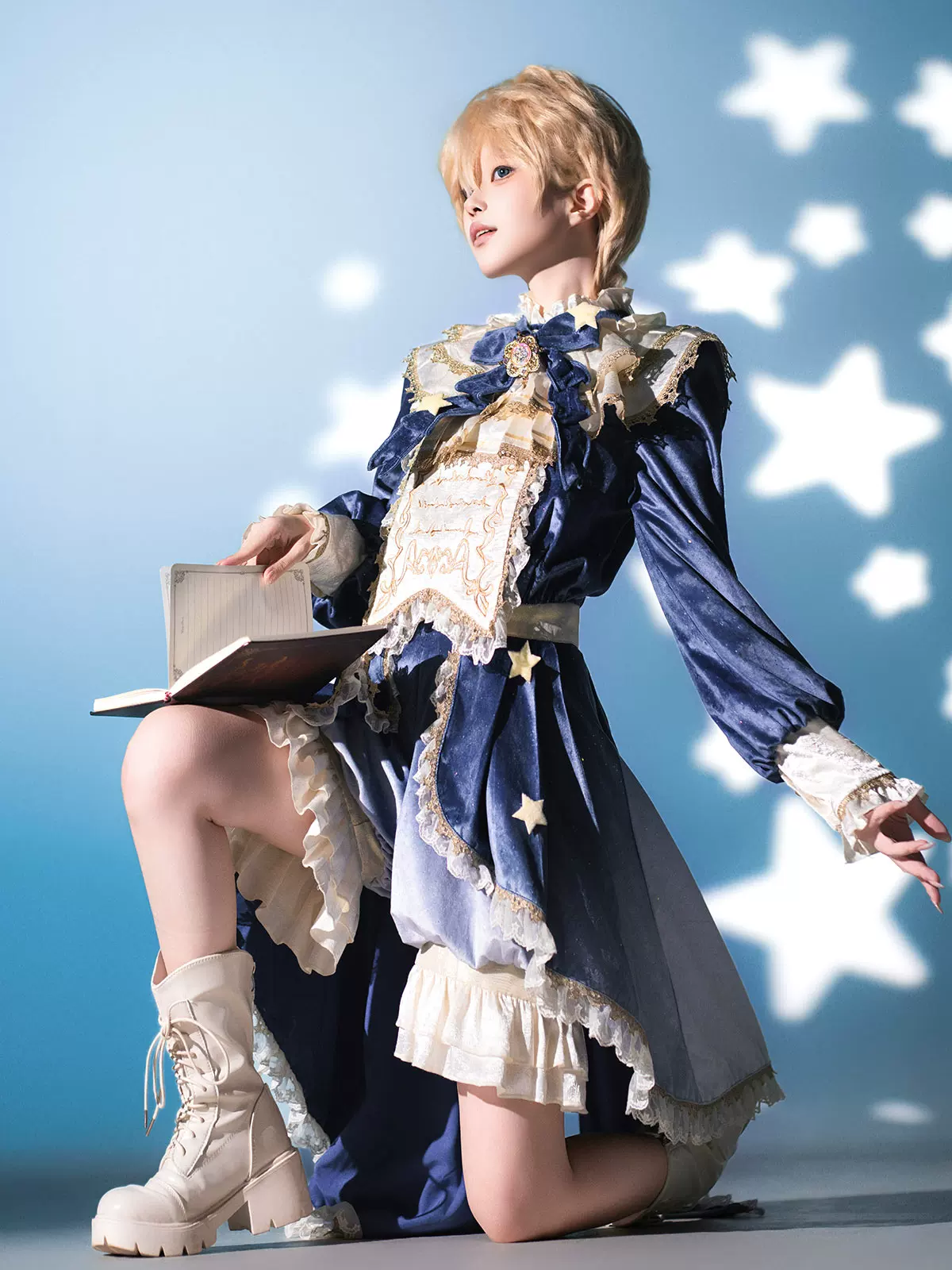 Dream Cloud - Ouji Lolita High-Low Tailcoat, Puffy Lantern Shorts - Image 13