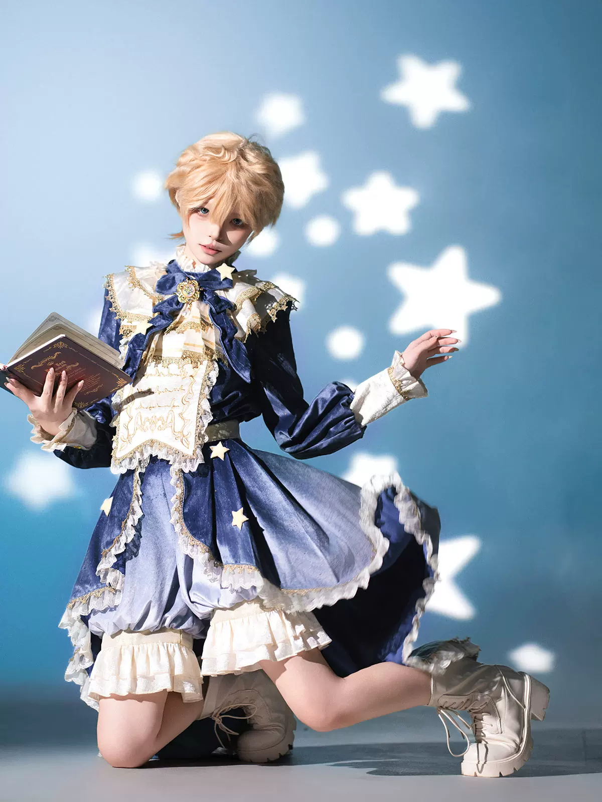 Dream Cloud - Ouji Lolita High-Low Tailcoat, Puffy Lantern Shorts - Image 14