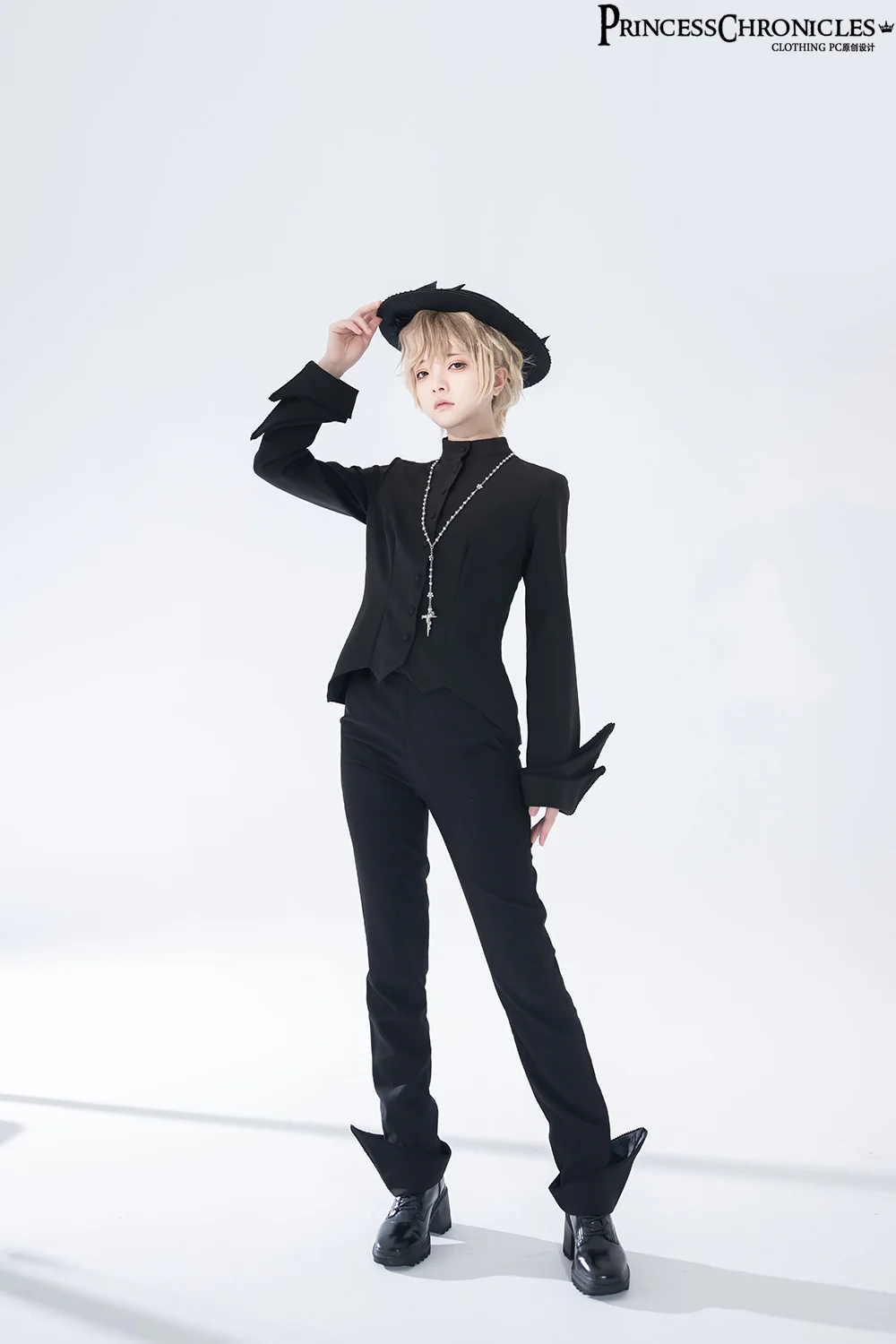 Yan Ye - Ouji Lolita Black Shirt, Irregular Hem - Image 7