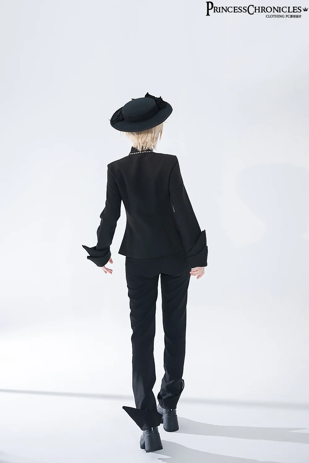 Yan Ye - Ouji Lolita Black Shirt, Irregular Hem - Image 8