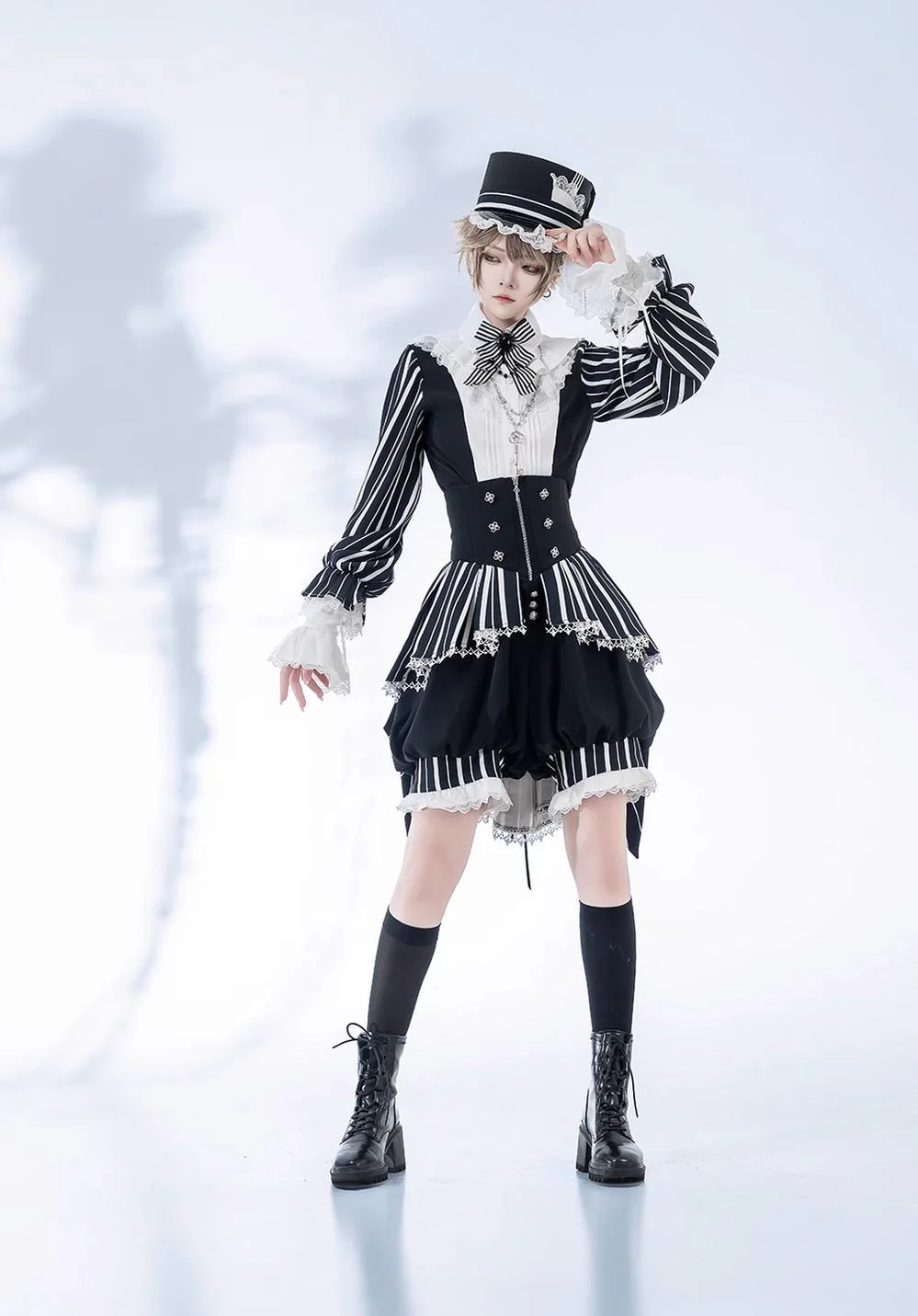 Fancy Trick - Ouji Lolita Long Sleeve Shirt Vintage Shorts Suit