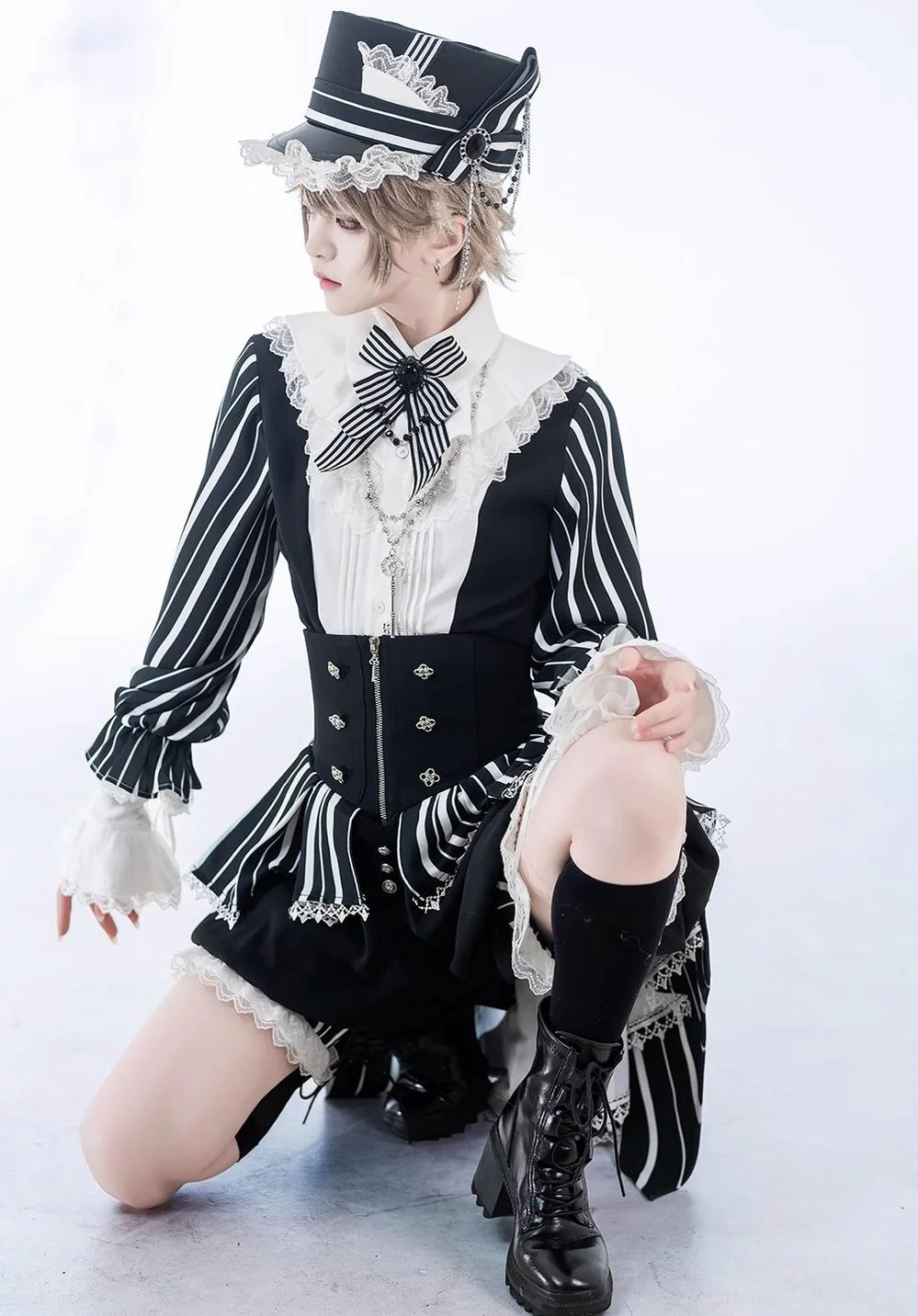 Fancy Trick - Ouji Lolita Long Sleeve Shirt Vintage Shorts Suit - Image 11