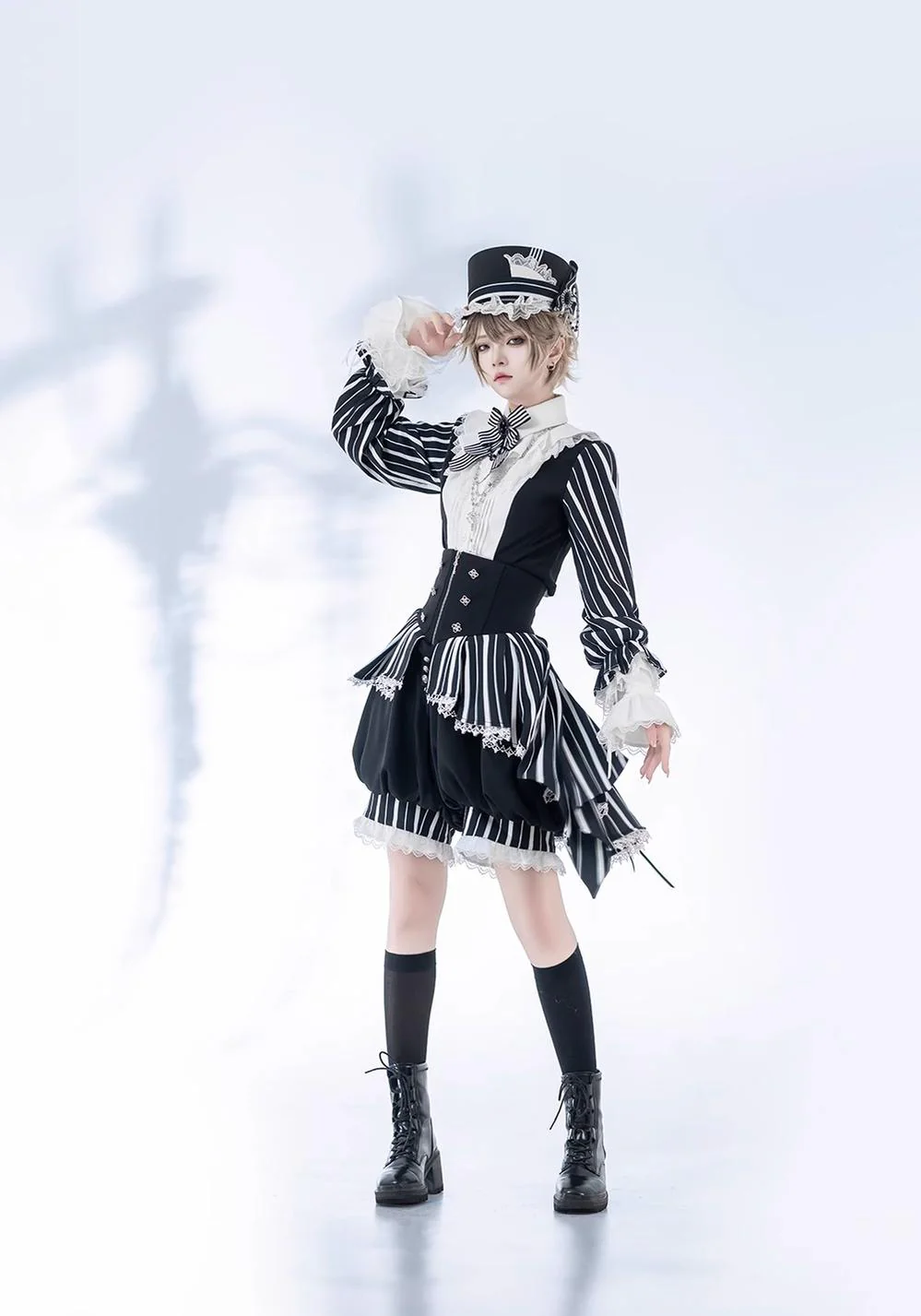 Fancy Trick - Ouji Lolita Long Sleeve Shirt Vintage Shorts Suit - Image 6
