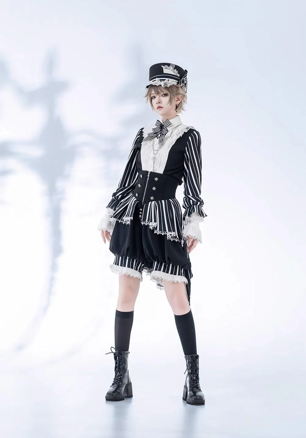 Fancy Trick - Ouji Lolita Long Sleeve Shirt Vintage Shorts Suit - Image 8