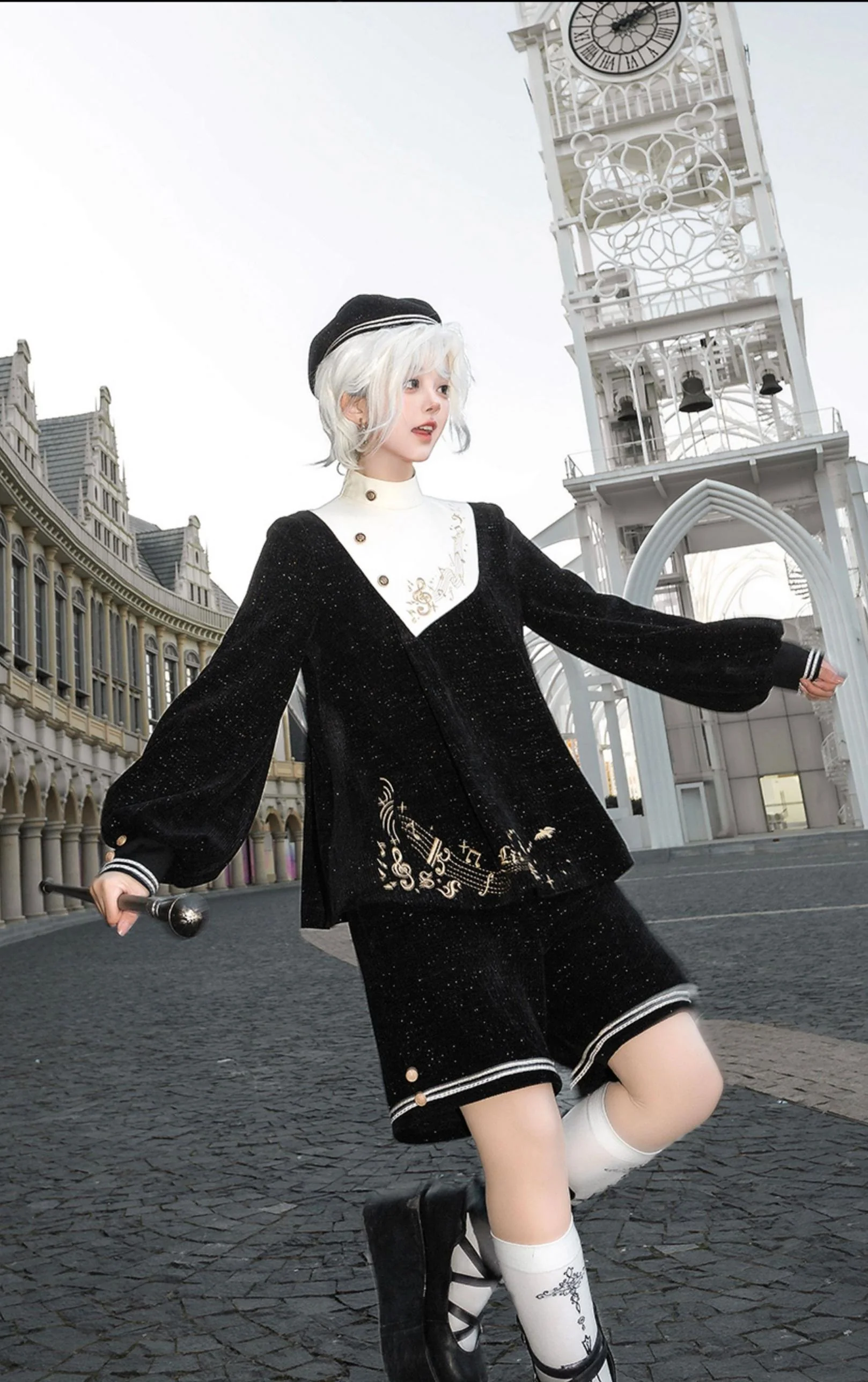 LizBird - Tomorrow Song - Ouji Lolita Loose Sweater and A-line Shorts - Image 4