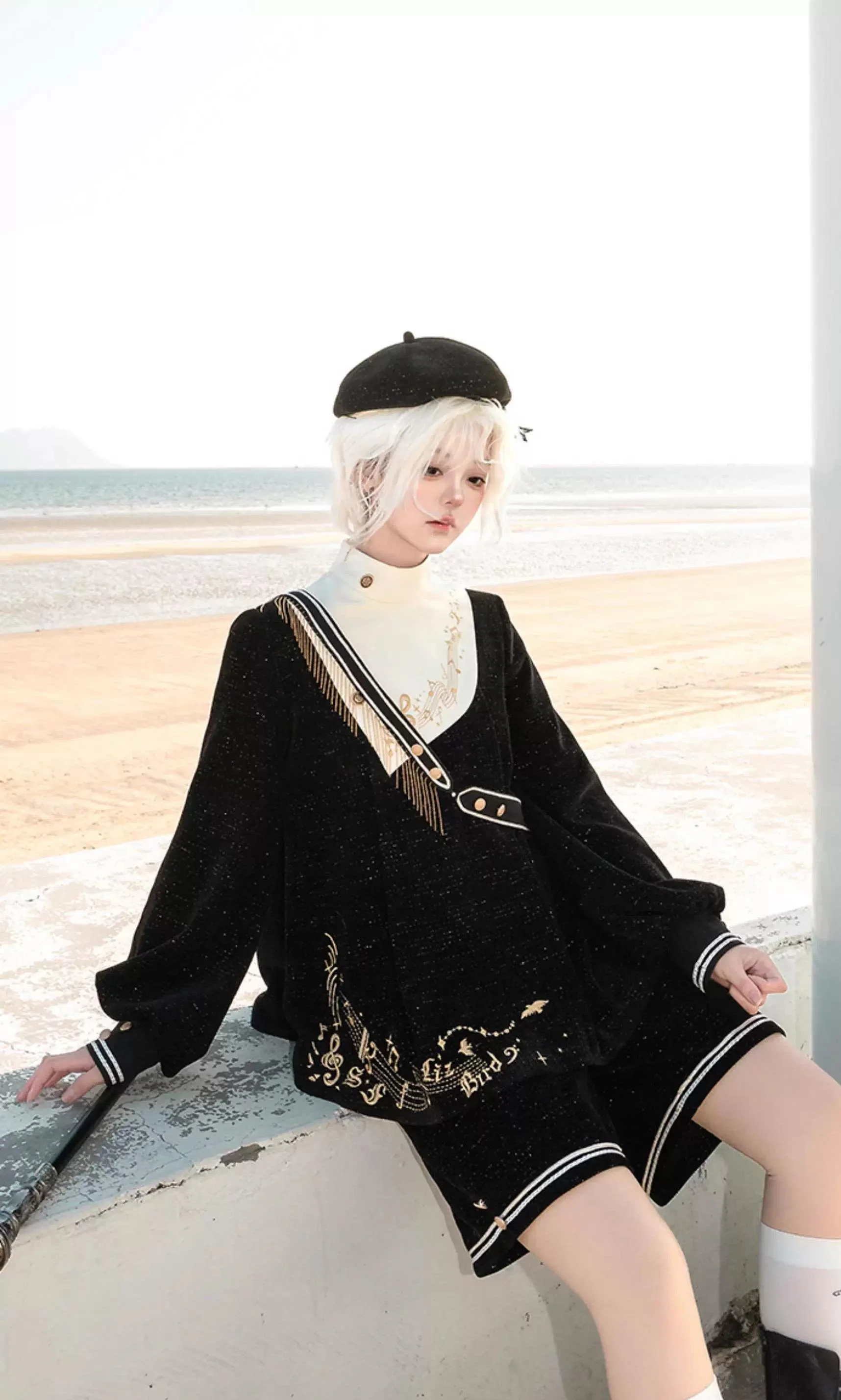 LizBird - Tomorrow Song - Ouji Lolita Loose Sweater and A-line Shorts - Image 5