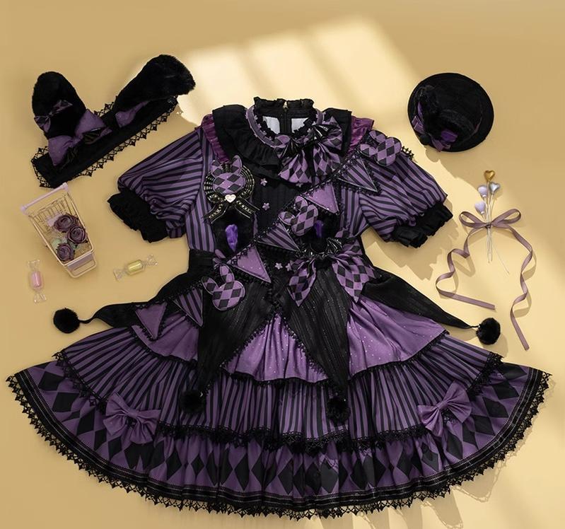 Ouji Lolita OP Dress Circus Lolita Strip Prince Suit - Image 19