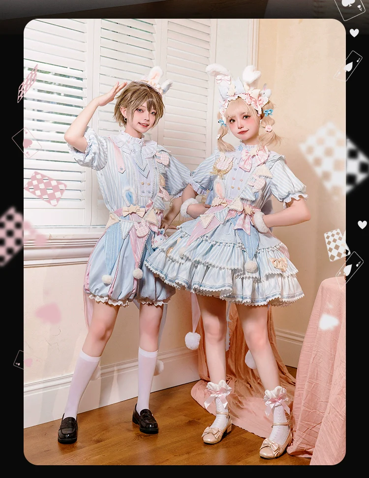 Ouji Lolita OP Dress Circus Lolita Strip Prince Suit - Image 23