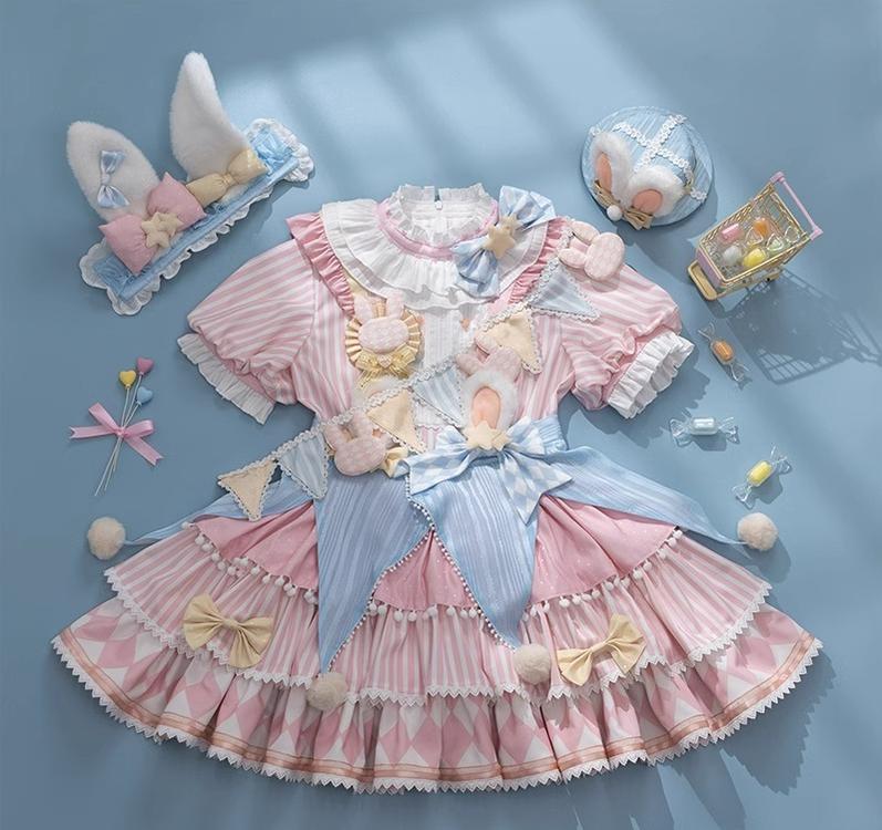 Ouji Lolita OP Dress Circus Lolita Strip Prince Suit - Image 40