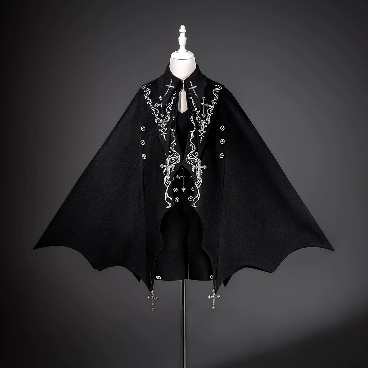 Nightfall - Ouji Lolita Outfit, Bat Wing Shaped Cape - Image 17