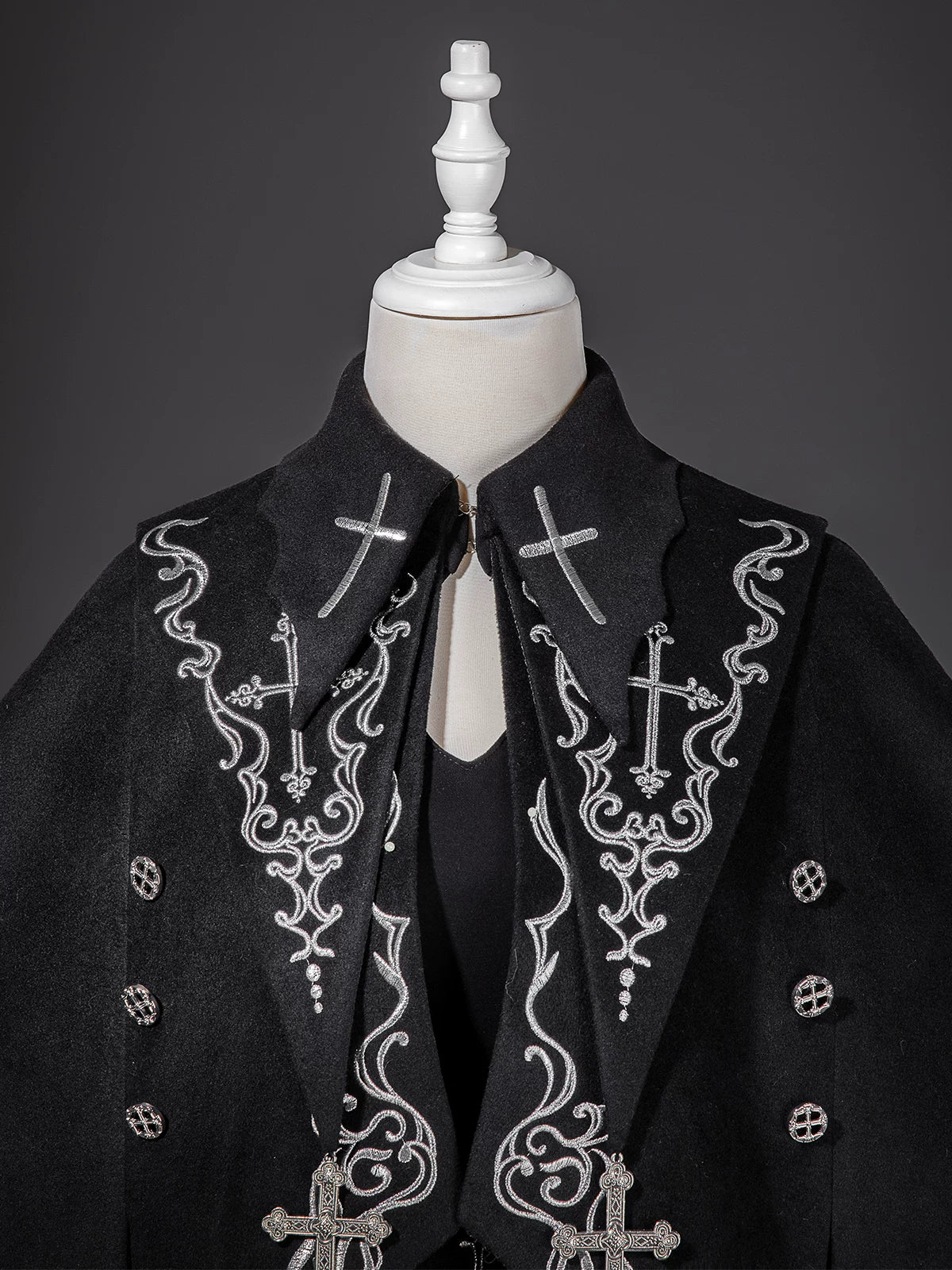 Nightfall - Ouji Lolita Outfit, Bat Wing Shaped Cape - Image 5