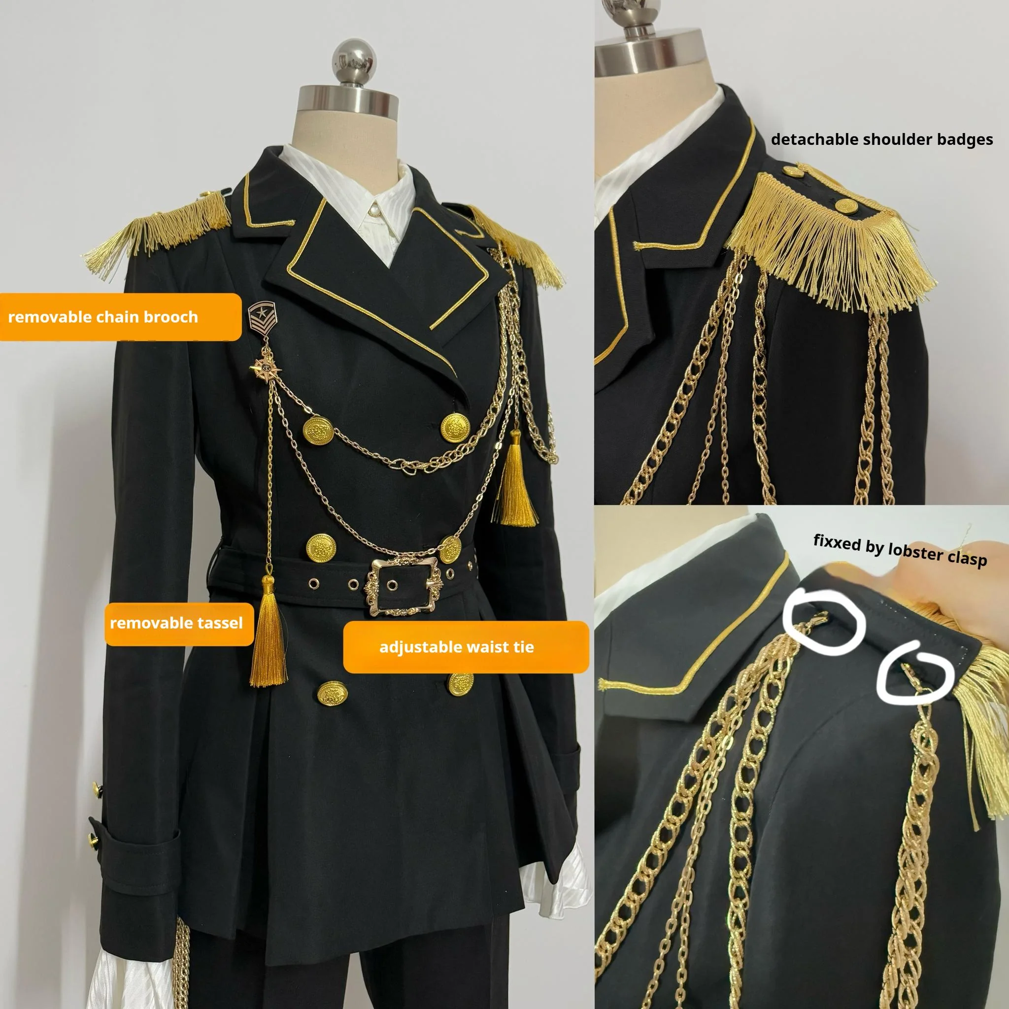 Gazing Galactic - Dawnbreak - Ouji Lolita Pants Suit with Military Coat and Cape - Image 17