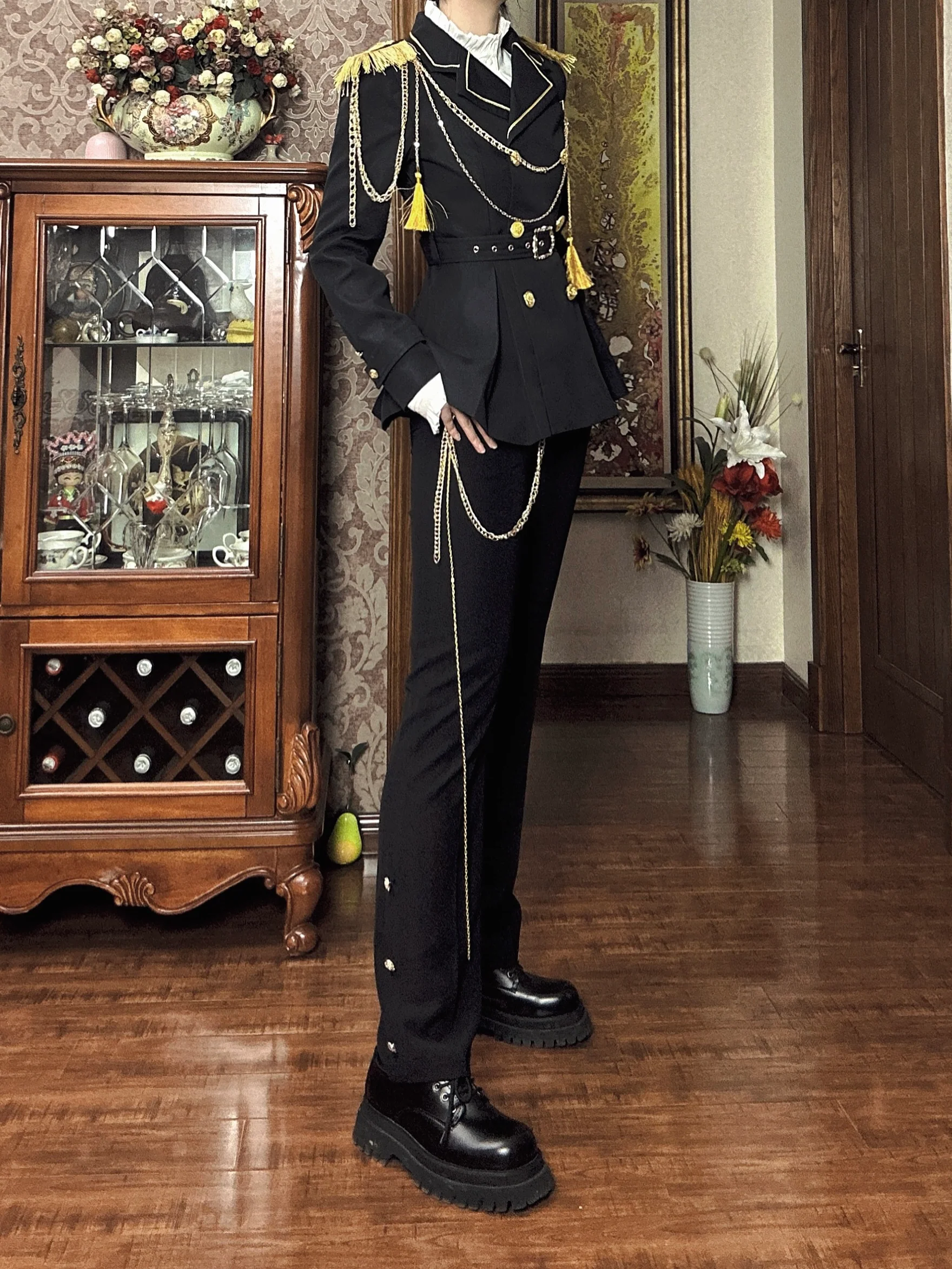 Gazing Galactic - Dawnbreak - Ouji Lolita Pants Suit with Military Coat and Cape - Image 7