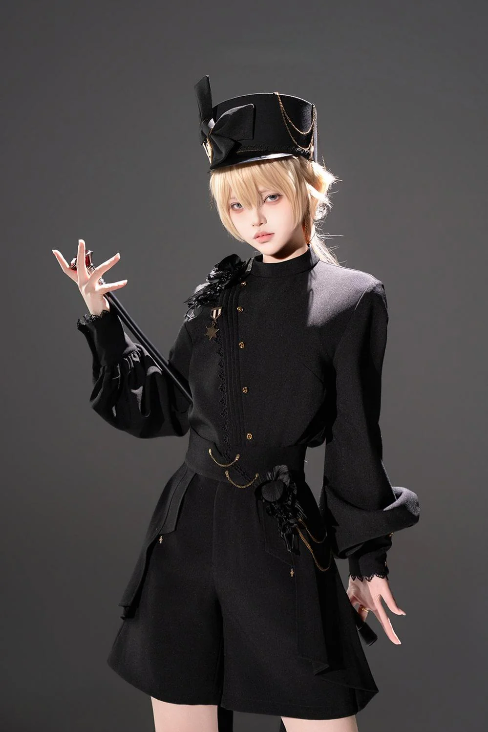 Rose's Will - Ouji Lolita Shirt, High-Low Hem Shorts