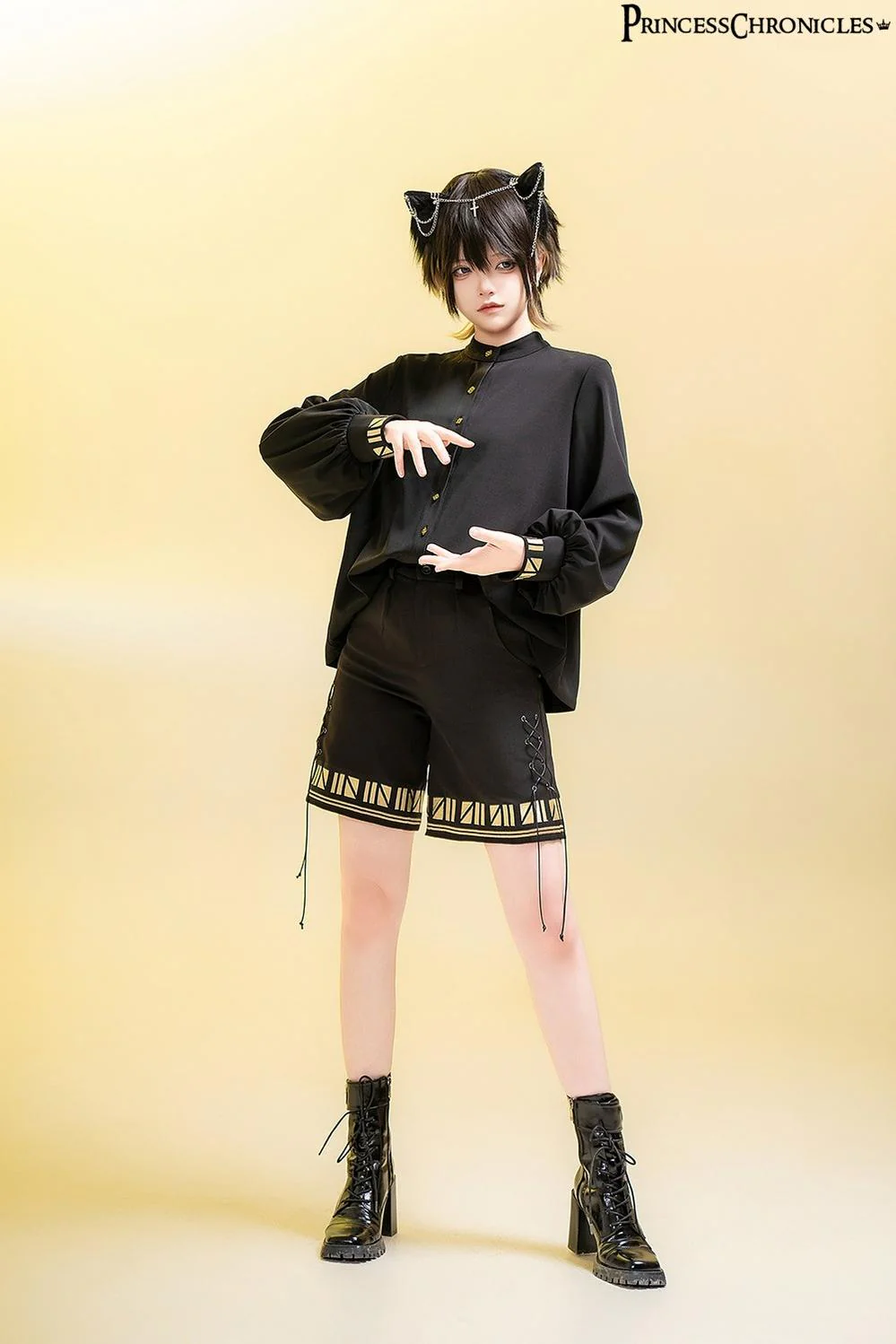 Black Cat - Ouji Lolita Shirt Vintage Blouse - Image 10