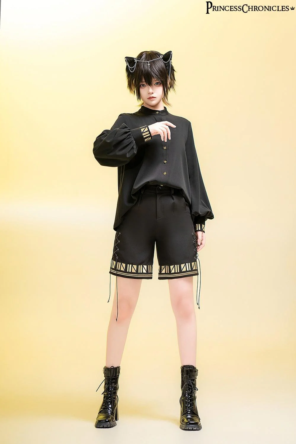Black Cat - Ouji Lolita Shirt Vintage Blouse - Image 4