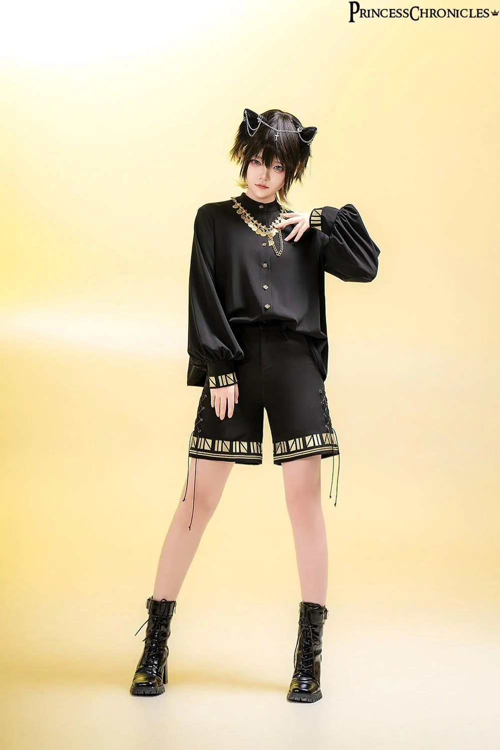 Black Cat - Ouji Lolita Shirt Vintage Blouse - Image 9