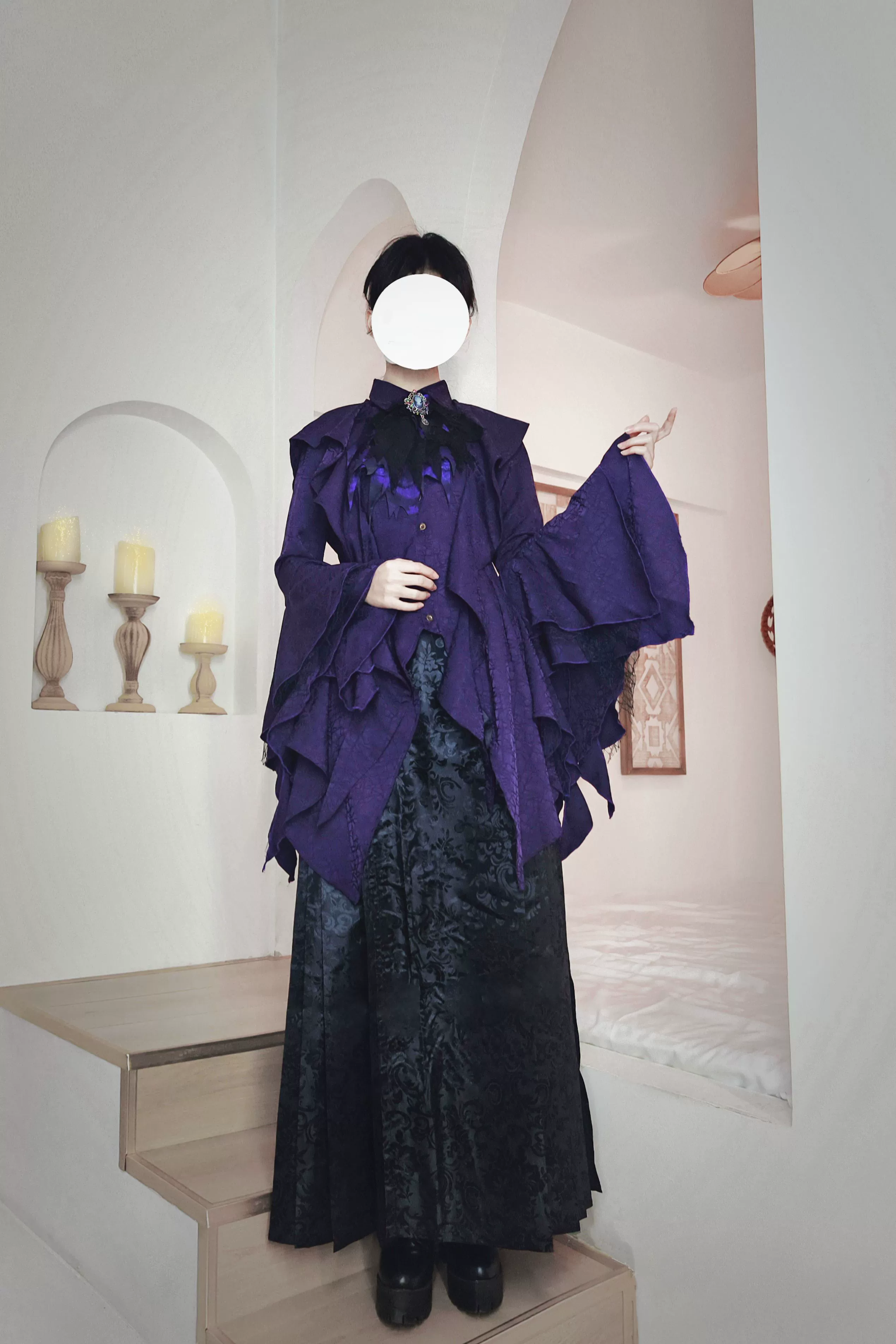 Camouflage Humanoid - Eerie Devour - Ouji Lolita Shirt with Irregular Hem - Image 8