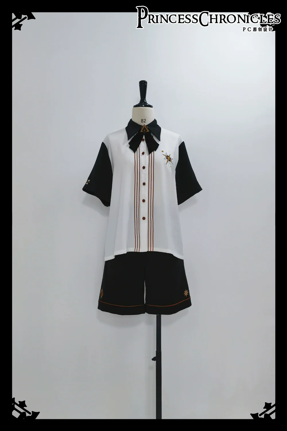 Floral Intoxication - Retro Ouji Lolita Short Sleeve Shirt and Embroidered Shorts Set - Image 4