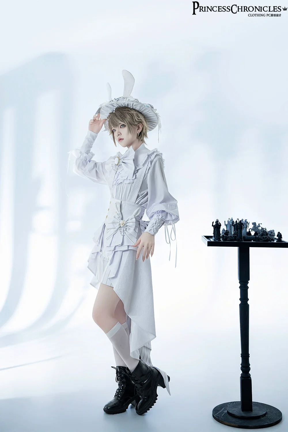 Rabbit Theater White Moonlight - Ouji Lolita Shorts Set, Rabbit Hat - Image 17