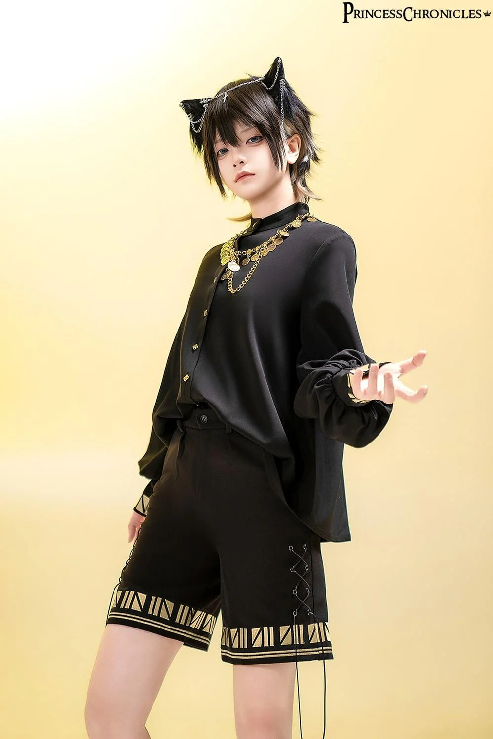 Black Cat - Ouji Lolita Shorts with Embroidered Straight Leg - Image 4