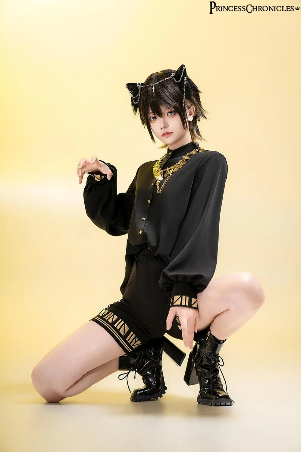 Black Cat - Ouji Lolita Shorts with Embroidered Straight Leg - Image 5