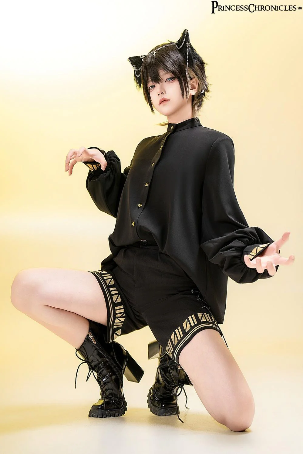 Black Cat - Ouji Lolita Shorts with Embroidered Straight Leg - Image 6