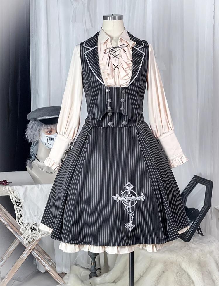 King's College - Ouji Lolita Skirt Set Prince Tie Shirt Set - Image 3