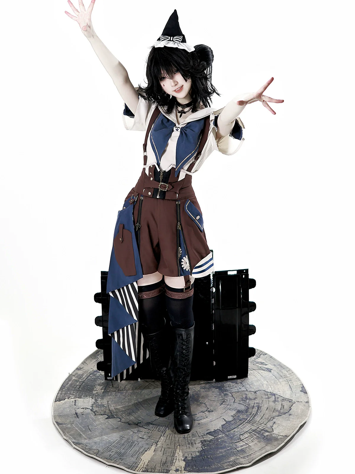 Voyager's Daily - Ouji Lolita Suspender Shorts Set with Shirt & Trailing - Image 14