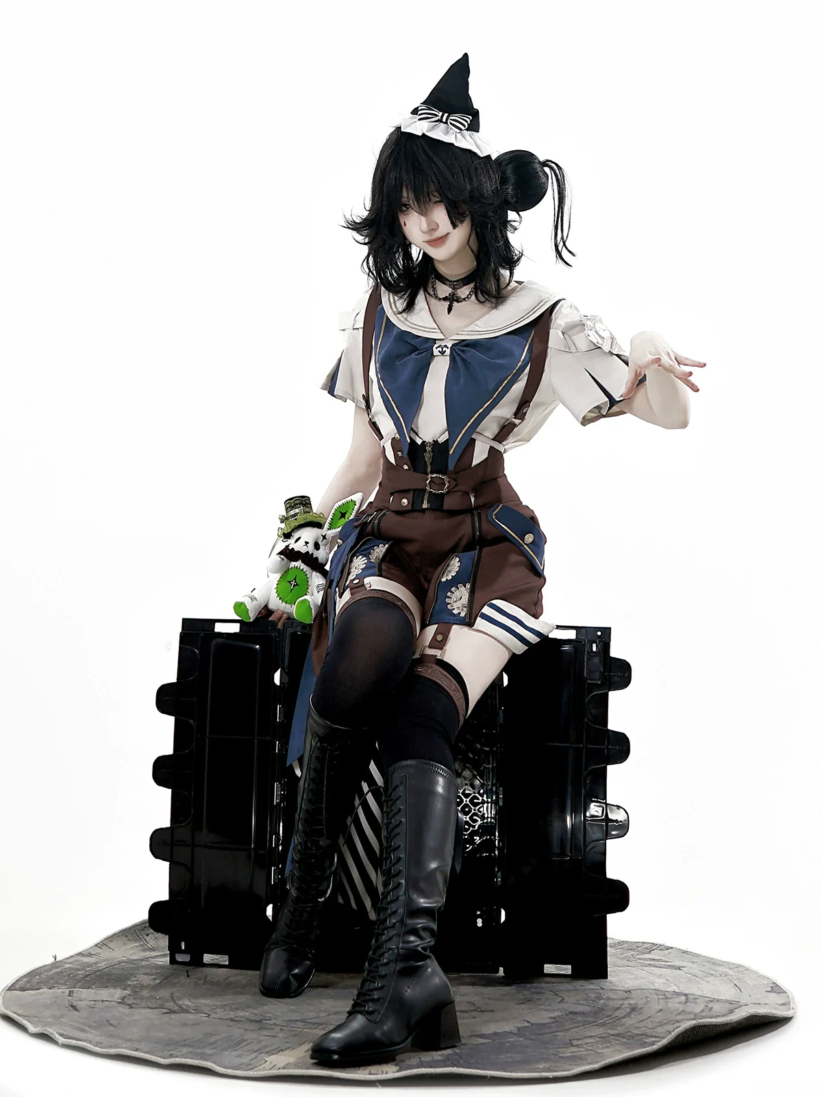 Voyager's Daily - Ouji Lolita Suspender Shorts Set with Shirt & Trailing - Image 15