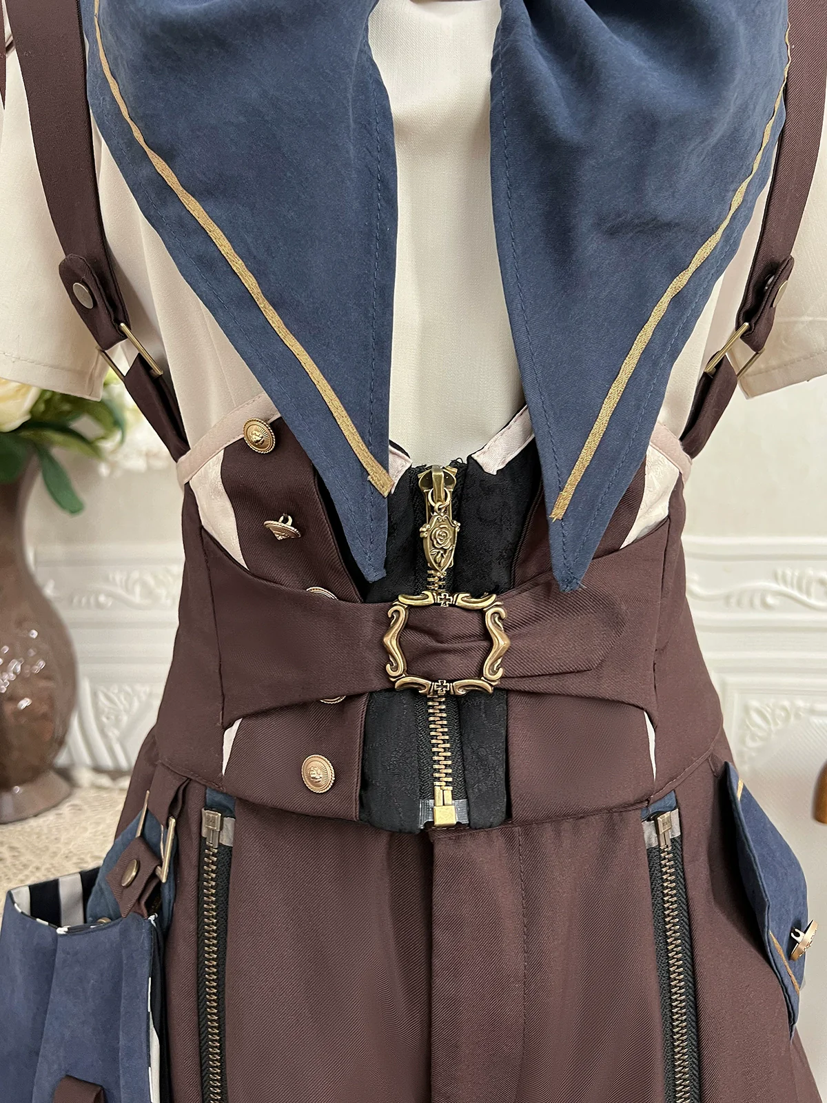 Voyager's Daily - Ouji Lolita Suspender Shorts Set with Shirt & Trailing - Image 21