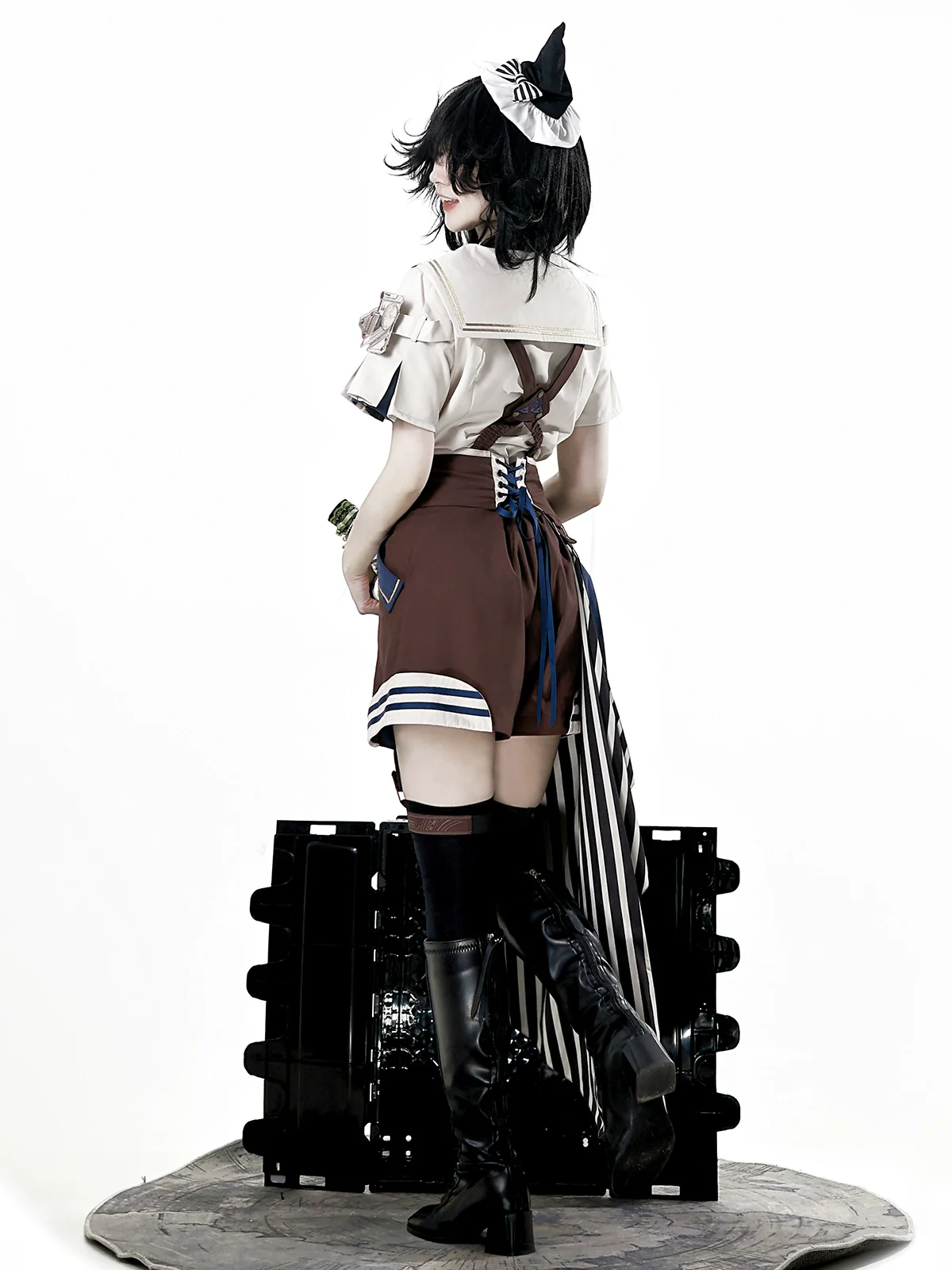 Voyager's Daily - Ouji Lolita Suspender Shorts Set with Shirt & Trailing - Image 6