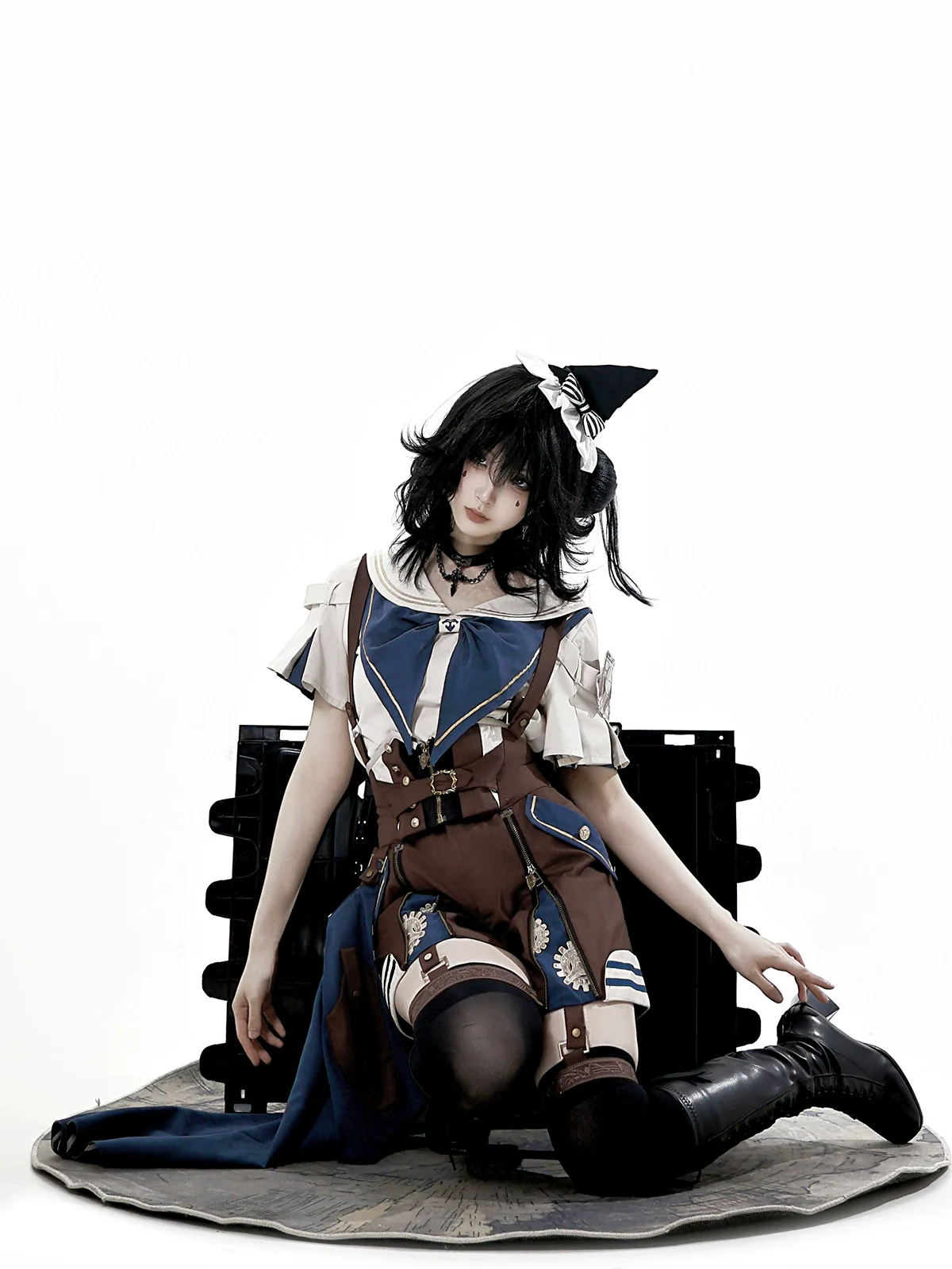 Voyager's Daily - Ouji Lolita Suspender Shorts Set with Shirt & Trailing - Image 8