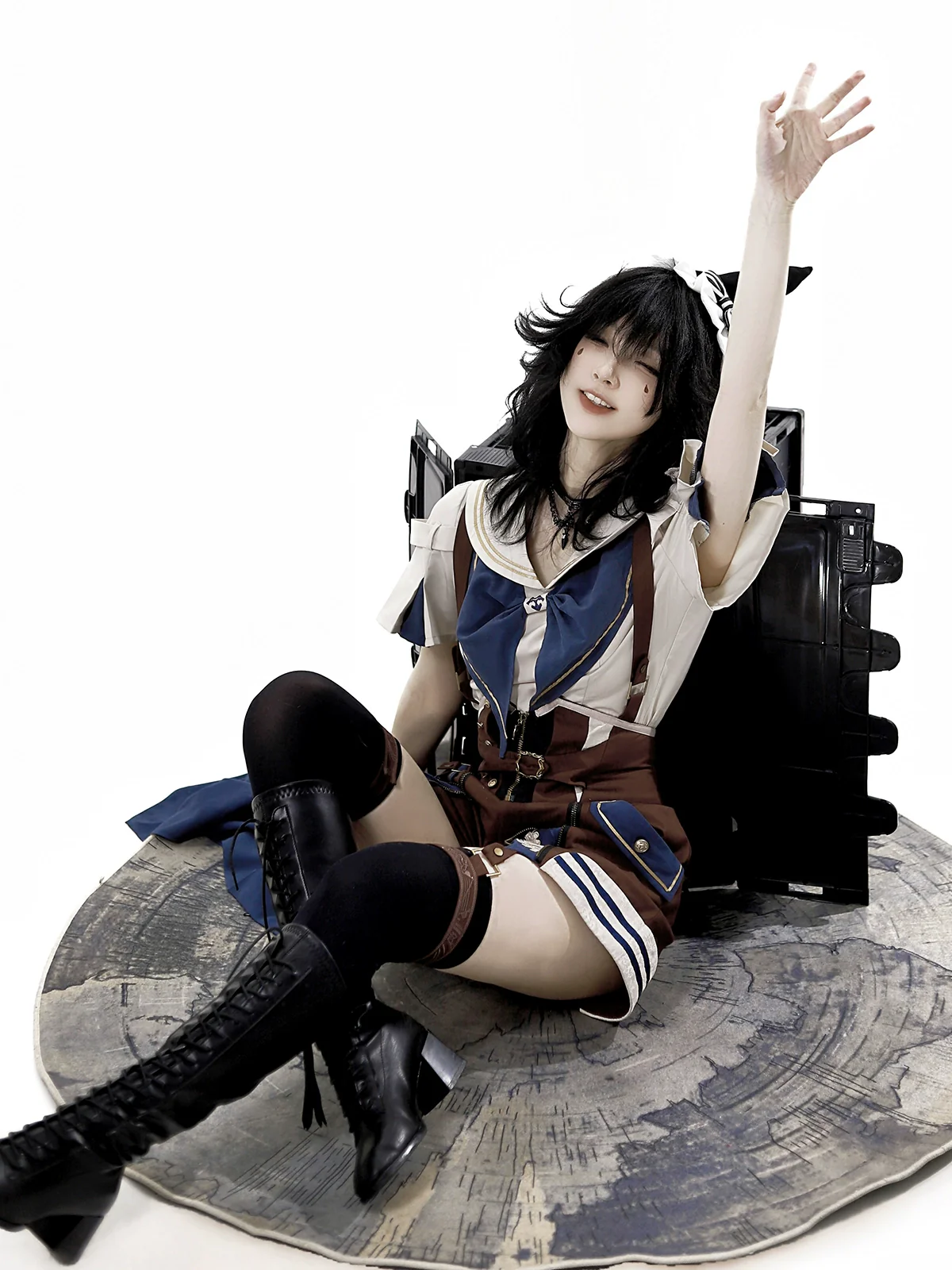 Voyager's Daily - Ouji Lolita Suspender Shorts Set with Shirt & Trailing - Image 9