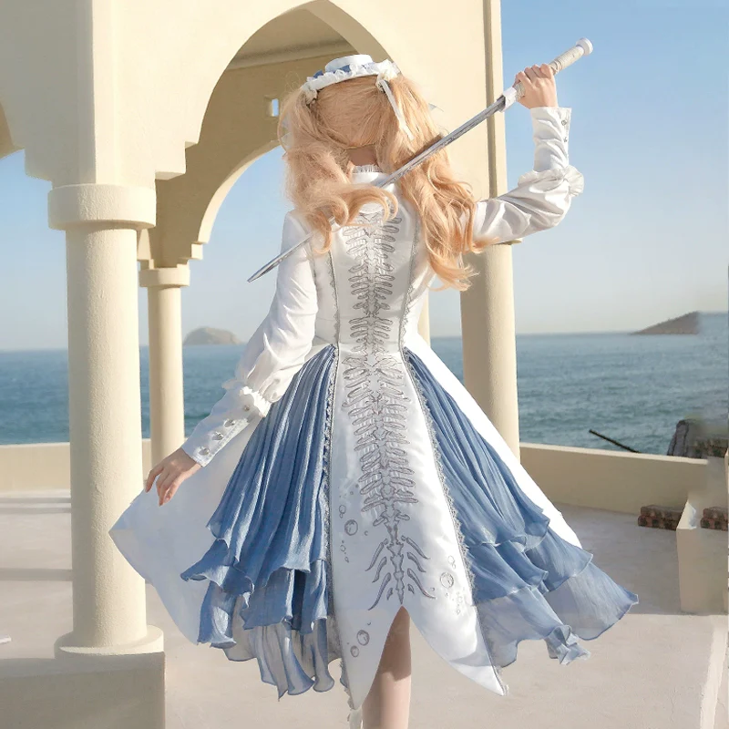 Crumbling Skeleton - Ouji Lolita Fishbone Embroideried Vest & Pants Suits - Image 19