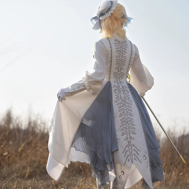 Crumbling Skeleton - Ouji Lolita Fishbone Embroideried Vest & Pants Suits - Image 20