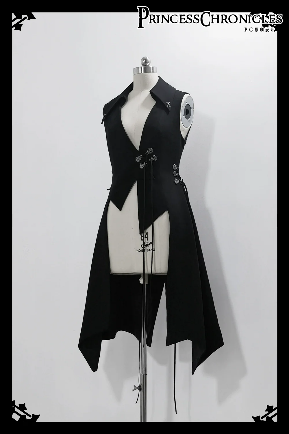 Crimson Ash Zero - Ouji Lolita Vest Handsome Slim Long Black Vest - Image 10