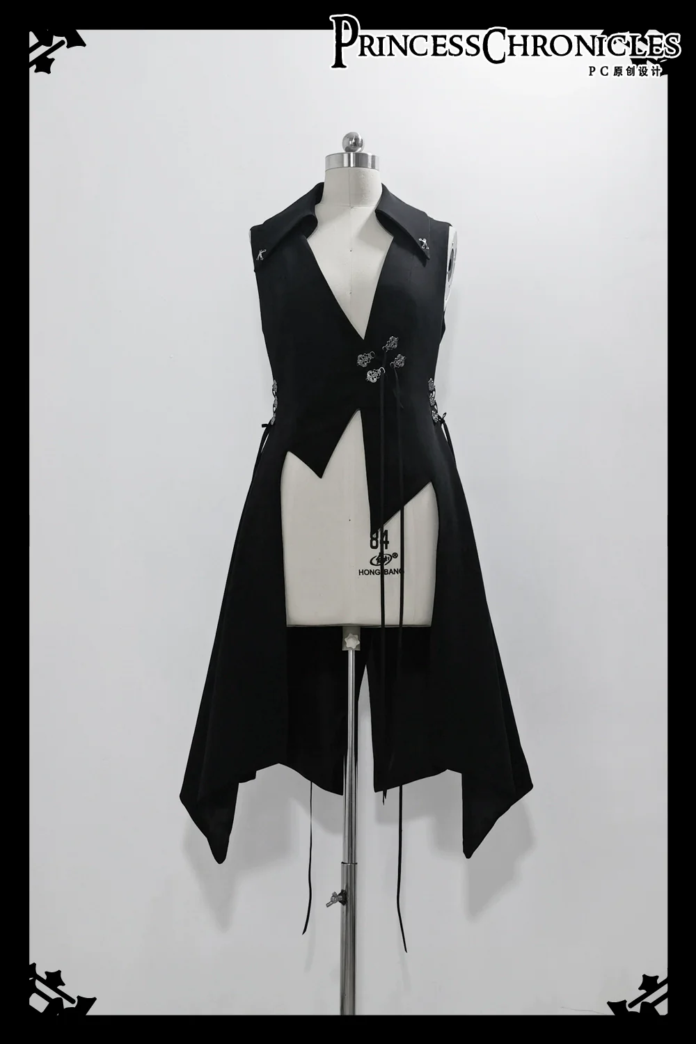 Crimson Ash Zero - Ouji Lolita Vest Handsome Slim Long Black Vest - Image 11