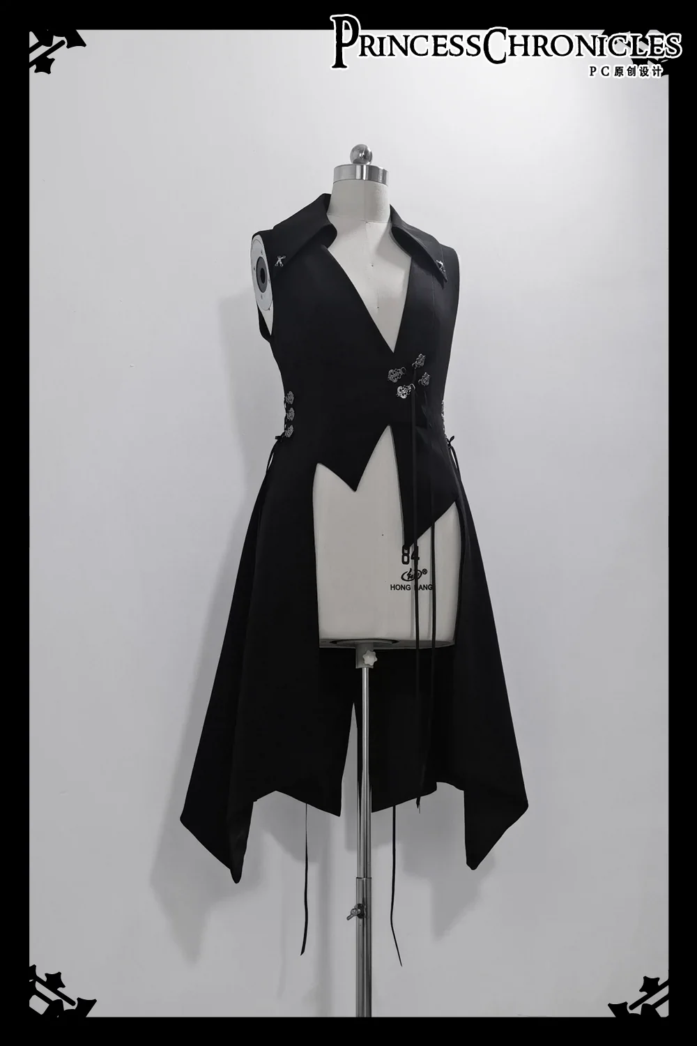 Crimson Ash Zero - Ouji Lolita Vest Handsome Slim Long Black Vest - Image 12