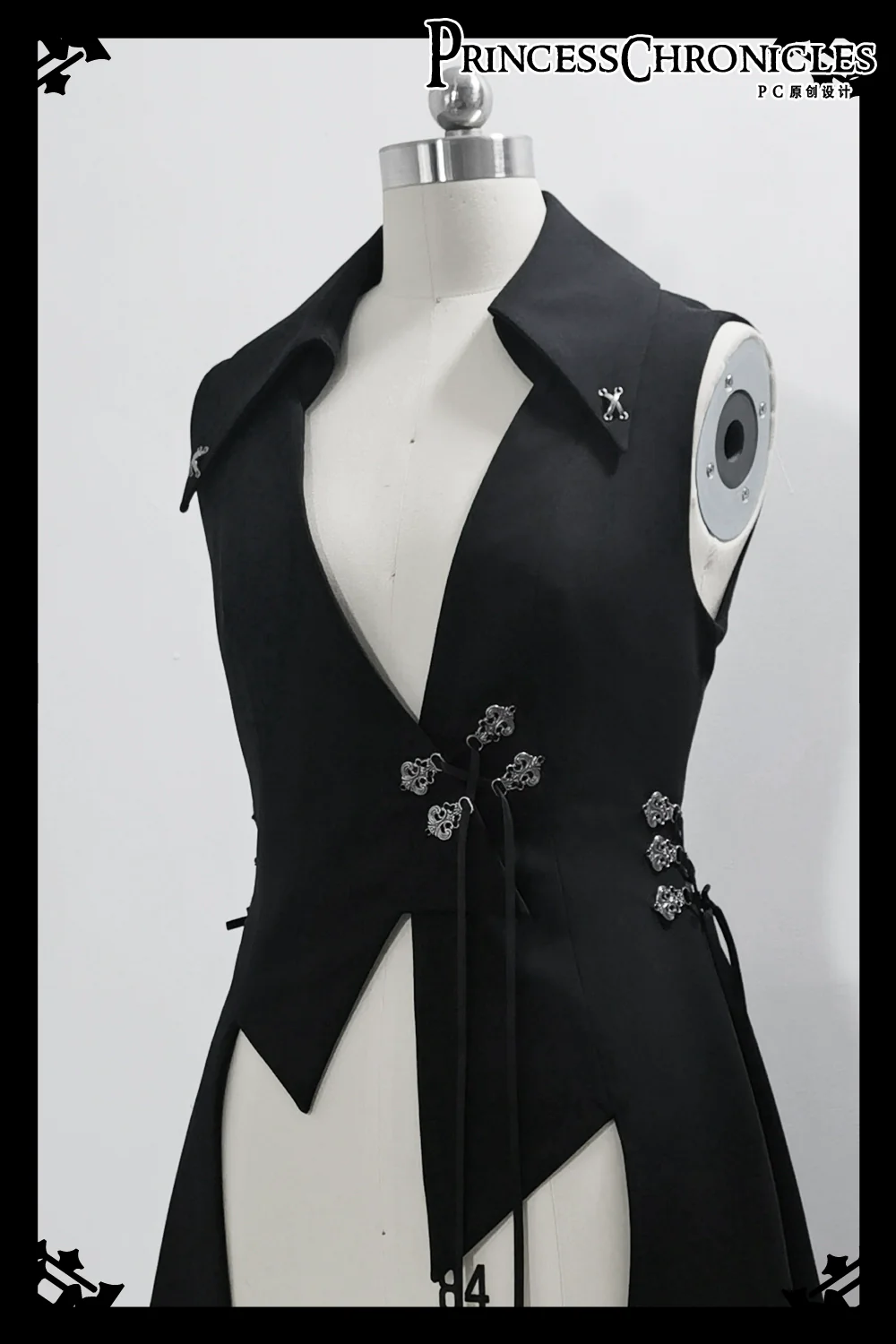 Crimson Ash Zero - Ouji Lolita Vest Handsome Slim Long Black Vest - Image 20