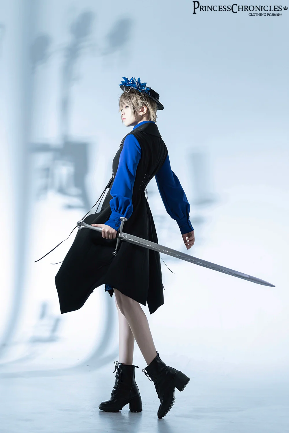 Crimson Ash Zero - Ouji Lolita Vest Handsome Slim Long Black Vest - Image 6
