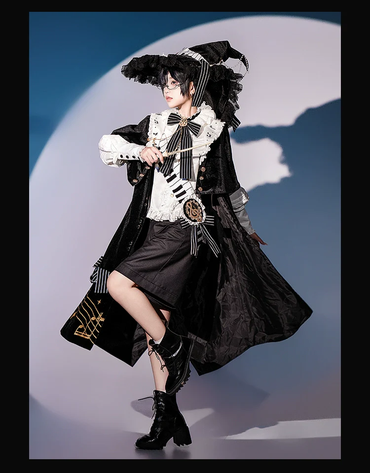 Black and White Sonata - Ouji Lolita Vest Suit and Vintage Lolita OP Dress - Image 10